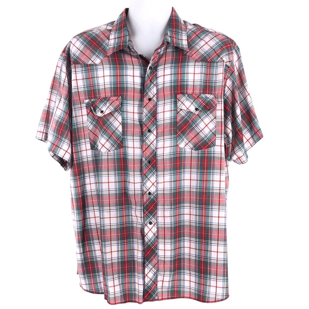 90s snap western shirt short sleeve plaid 1990s vintage
